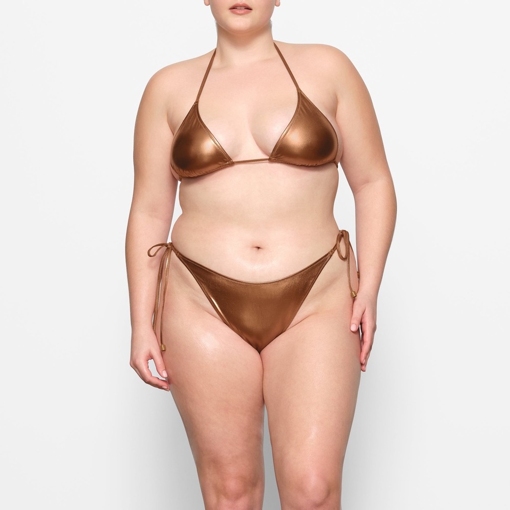SKIMS Bikini Tie Metallic Copper Penny Bottoms NEW 3X - Picture 2 of 3